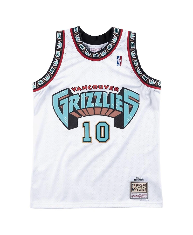Mitchell Ness Men's Mike Bibby White Vancouver Grizzlies 1998/99 Hardwood Classics Swingman Jersey