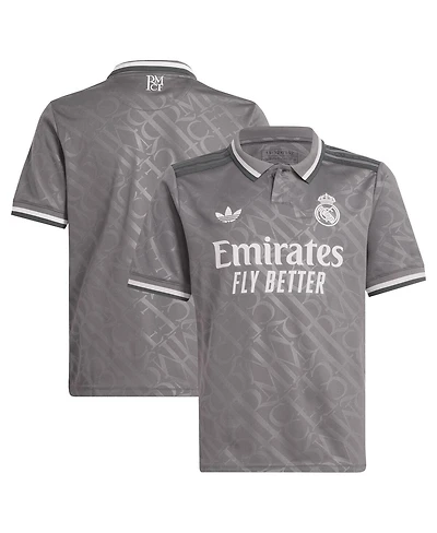 Adidas Big Boys and Girls Originals Charcoal Real Madrid 2024/25 Third Replica Jersey