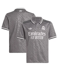 Adidas Big Boys and Girls Originals Charcoal Real Madrid 2024/25 Third Replica Jersey