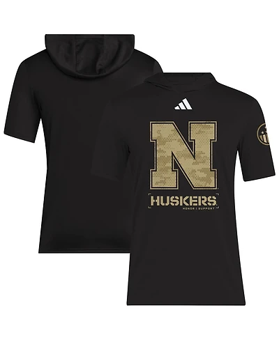 Adidas Men's Black Nebraska Huskers 2025 Military Appreciation Aeroready T-Shirt