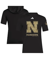 Adidas Men's Black Nebraska Huskers 2025 Military Appreciation Aeroready T-Shirt