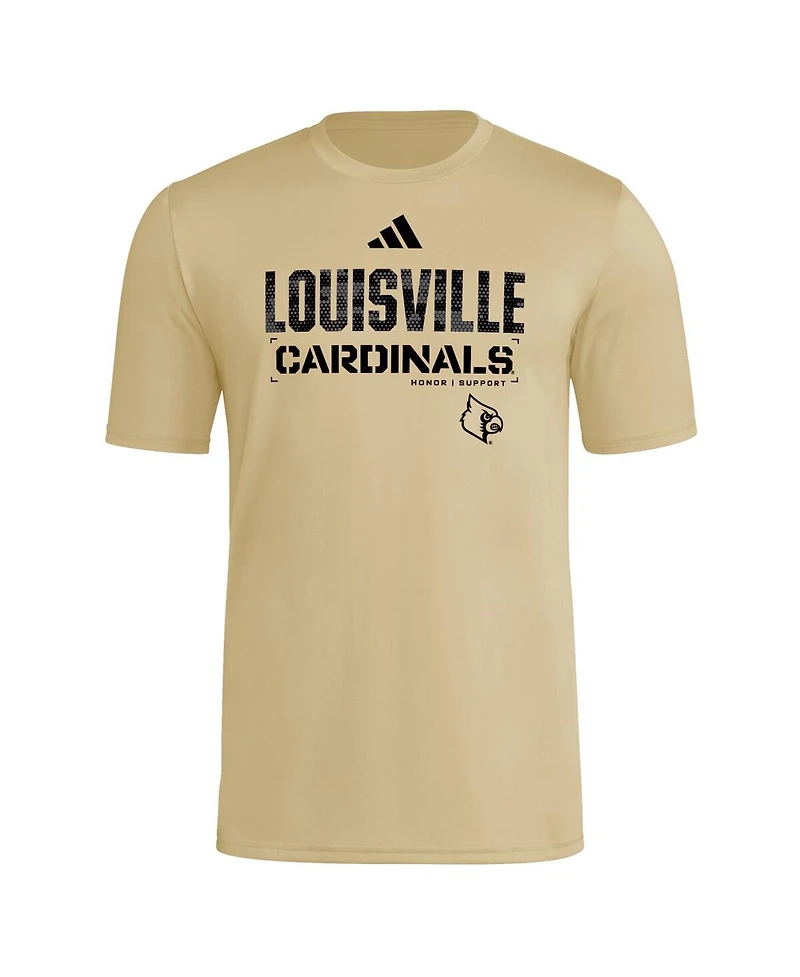 Adidas Men's Natural Louisville Cardinals 2025 Military Appreciation Pre-Game Aeroready T-Shirt