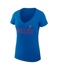 G-iii 4Her by Carl Banks Women's Royal Philadelphia Phillies Super-Slim Fit Lightweight Dot Print V-Neck T-Shirt