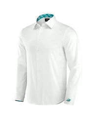 J. Palmer Men's White Miami Dolphins Man-In-Motion Long Sleeve Button-Up Dress Shirt