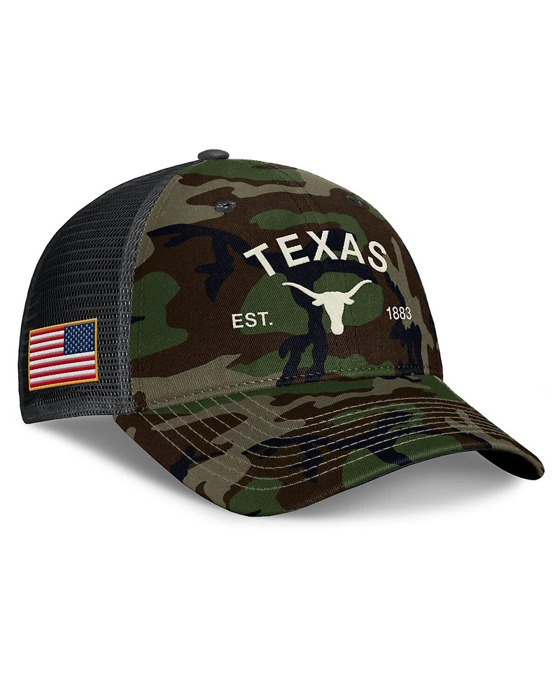 Nike Men's Camo Texas Longhorns 2025 Military Appreciation Rise Adjustable Trucker Hat