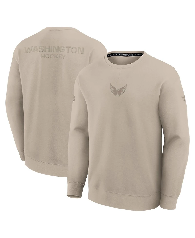 Fanatics Men's Tan Washington Capitals Authentic Pro Road Tri-Blend Sweatshirt