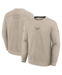 Fanatics Men's Tan Washington Capitals Authentic Pro Road Tri-Blend Sweatshirt