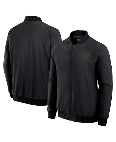 Fanatics Men's Black Pittsburgh Penguins Authentic Pro Road Lightweight Full-Zip Bomber Jacket