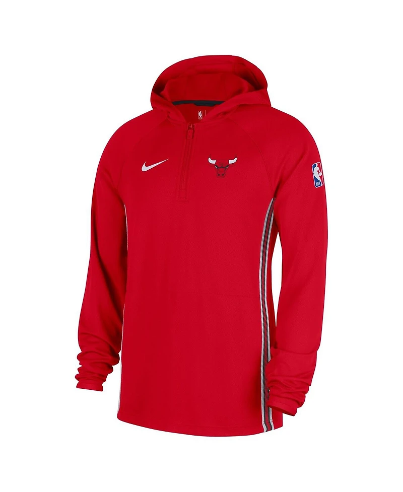 Nike Men's Red Chicago Bulls Authentic On Court Zone Quarter-Zip Dri-fit Hoodie Jacket