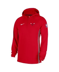 Nike Men's Red Chicago Bulls Authentic On Court Zone Quarter-Zip Dri-fit Hoodie Jacket