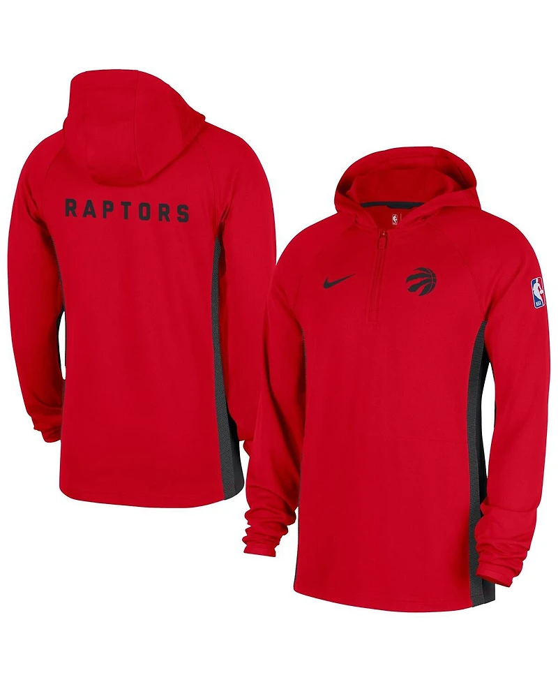 Nike Men's Red Toronto Raptors Authentic On Court Zone Quarter-Zip Dri-fit Hoodie Jacket