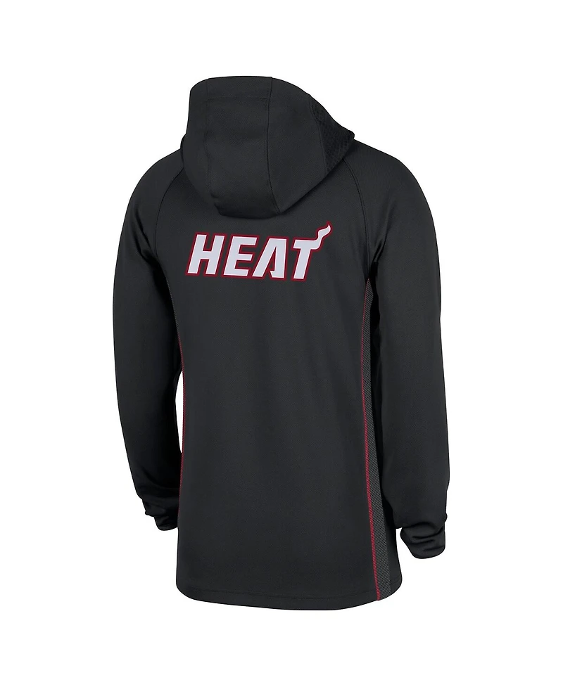 Nike Men's Black Miami Heat Authentic On Court Zone Quarter-Zip Dri-fit Hoodie Jacket