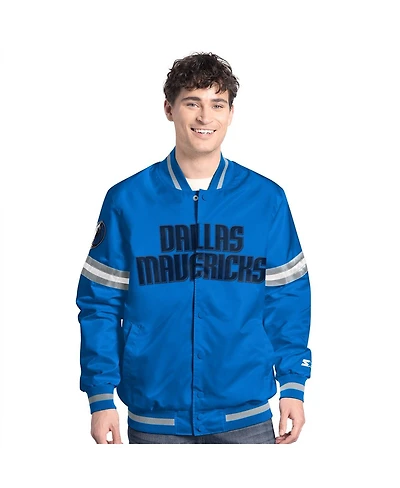 Starter Men's Blue/Silver Dallas Mavericks Scout Full snap Varsity Jacket