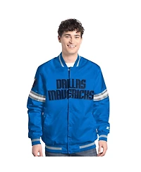 Starter Men's Blue/Silver Dallas Mavericks Scout Full snap Varsity Jacket