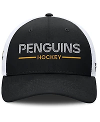 Fanatics Men's Black/White Pittsburgh Penguins Authentic Pro Rink Lockup Adjustable Trucker Hat