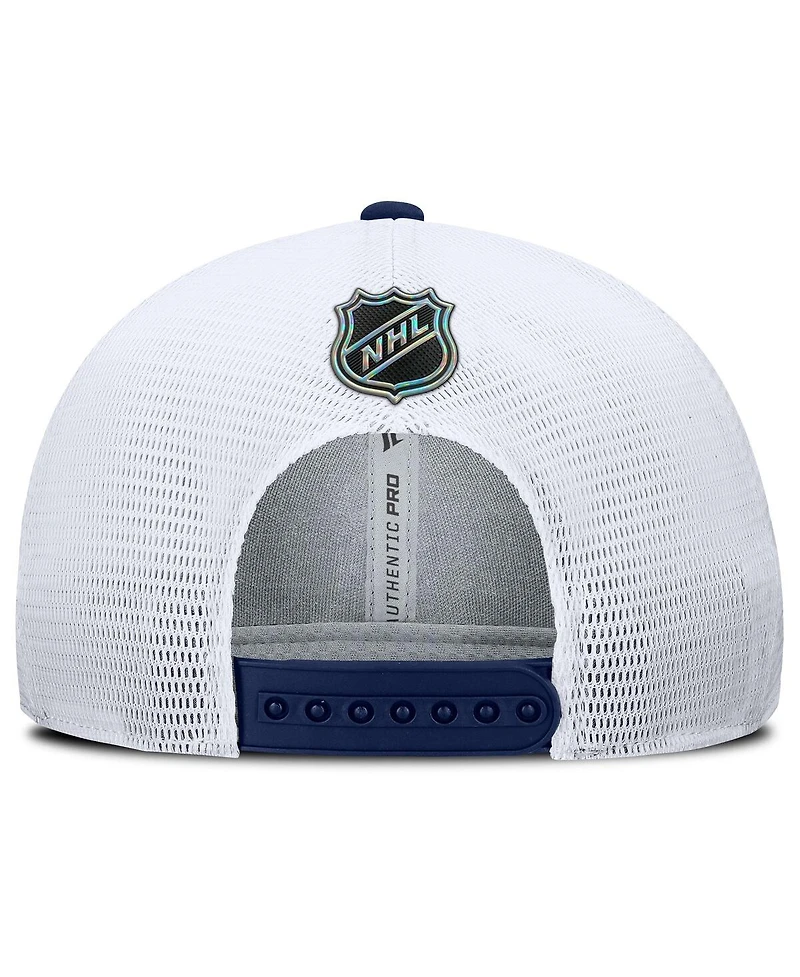 Fanatics Men's Navy/White Montreal Canadiens Authentic Pro Rink Lockup Adjustable Trucker Hat