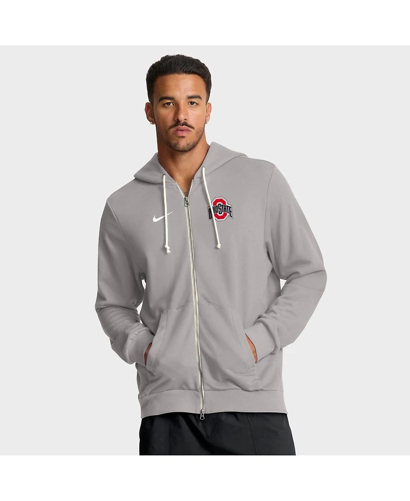 Nike Men's Gray Ohio State Buckeyes 2025 Sideline Standard Issue Dri-fit Full-Zip Hoodie