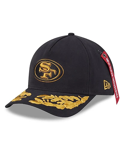 New Era x Alpha Industries Men's Black San Francisco 49ers A-Frame 9FORTY Adjustable Hat