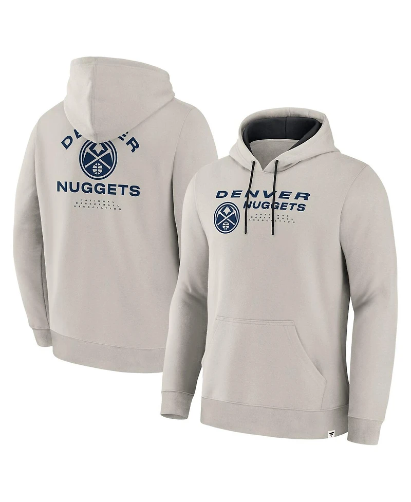 Fanatics Men's Off White Denver Nuggets Crossover Collection Blocked Shot Premium Pullover Hoodie