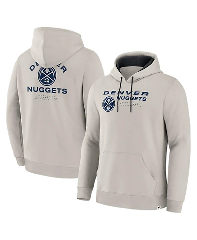 Fanatics Men's Off White Denver Nuggets Crossover Collection Blocked Shot Premium Pullover Hoodie