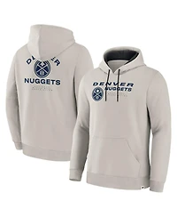 Fanatics Men's Off White Denver Nuggets Crossover Collection Blocked Shot Premium Pullover Hoodie