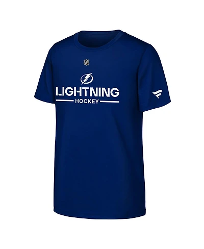 Fanatics Big Boys and Girls Blue Tampa Bay Lightning Authentic Pro Wordmark T-Shirt