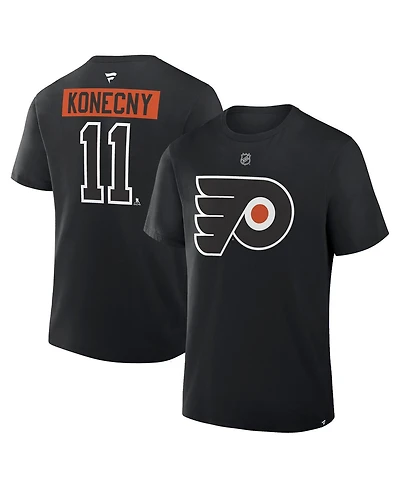Fanatics Men's Travis Konecny Black Philadelphia Flyers Authentic Stack Name Number T-Shirt