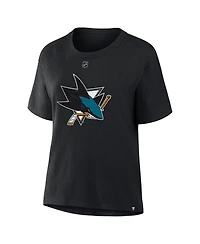 Fanatics Women's Macklin Celebrini Black San Jose Sharks Authentic Stack Name Number T-Shirt