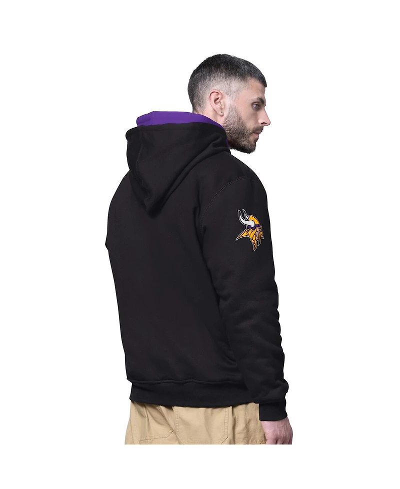 Starter Men's Black Minnesota Vikings Big Shot Full-Zip Double Hoodie