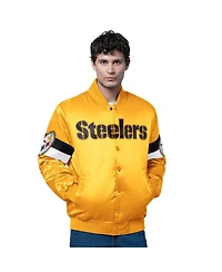 Starter Men's Gold Pittsburgh Steelers Triple Option Full-Snap Varsity Jacket