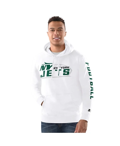 Starter Men's White New York Jets Pullover Hoodie
