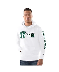 Starter Men's White New York Jets Pullover Hoodie