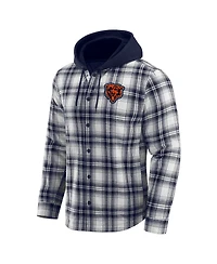 Fanatics Men's Nfl x Darius Rucker Collection by Navy Chicago Bears Plaid Flannel Quilted Full-Snap Shacket