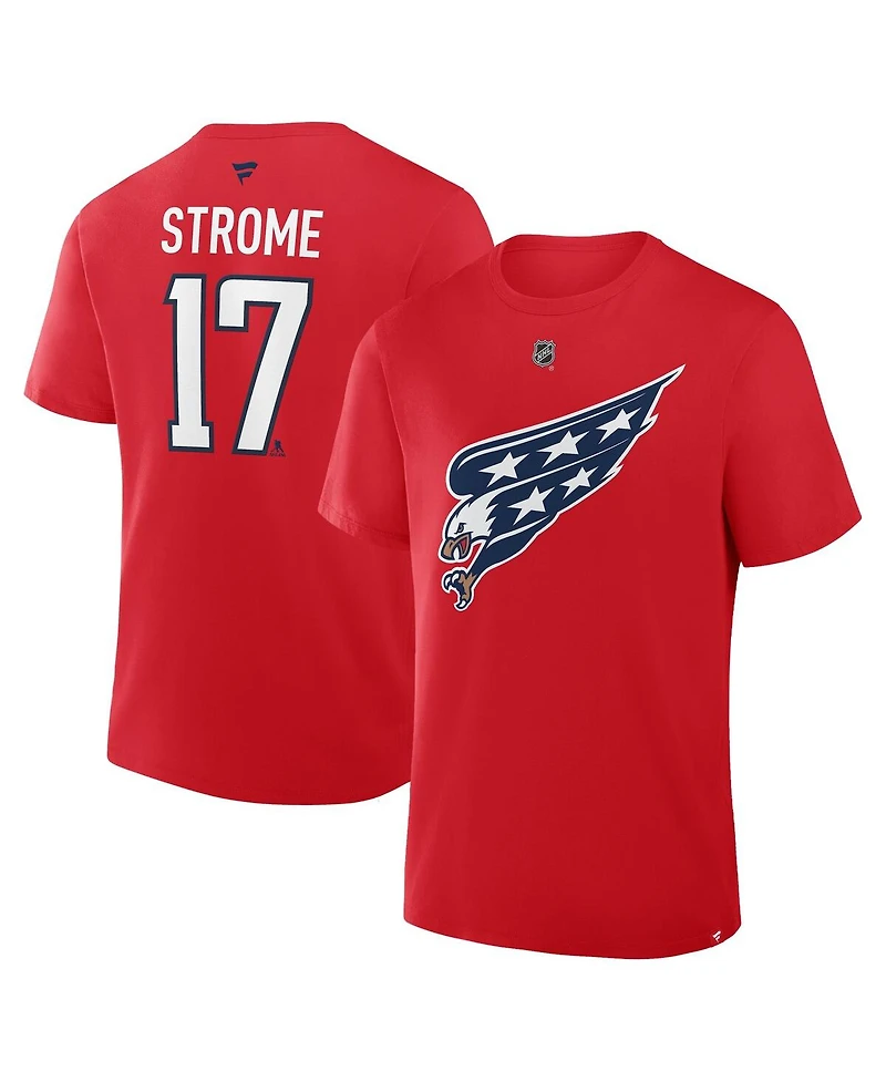 Fanatics Men's Dylan Strome Red Washington Capitals Authentic Stack Name Number T-Shirt