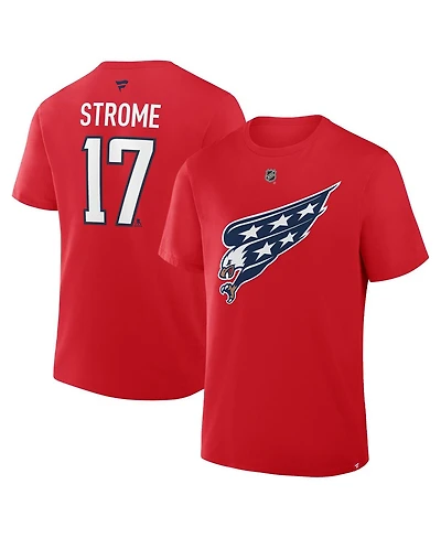Fanatics Men's Dylan Strome Red Washington Capitals Authentic Stack Name Number T-Shirt