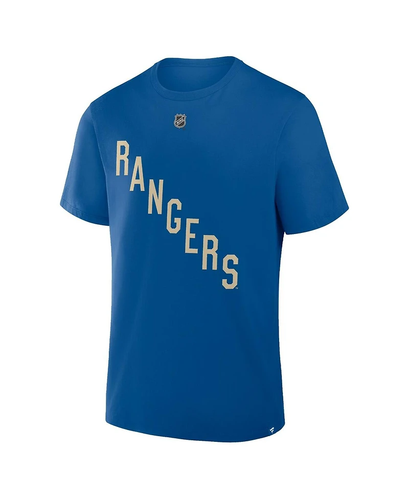 Fanatics Men's Igor Shesterkin Blue New York Rangers Authentic Stack Name Number T-Shirt