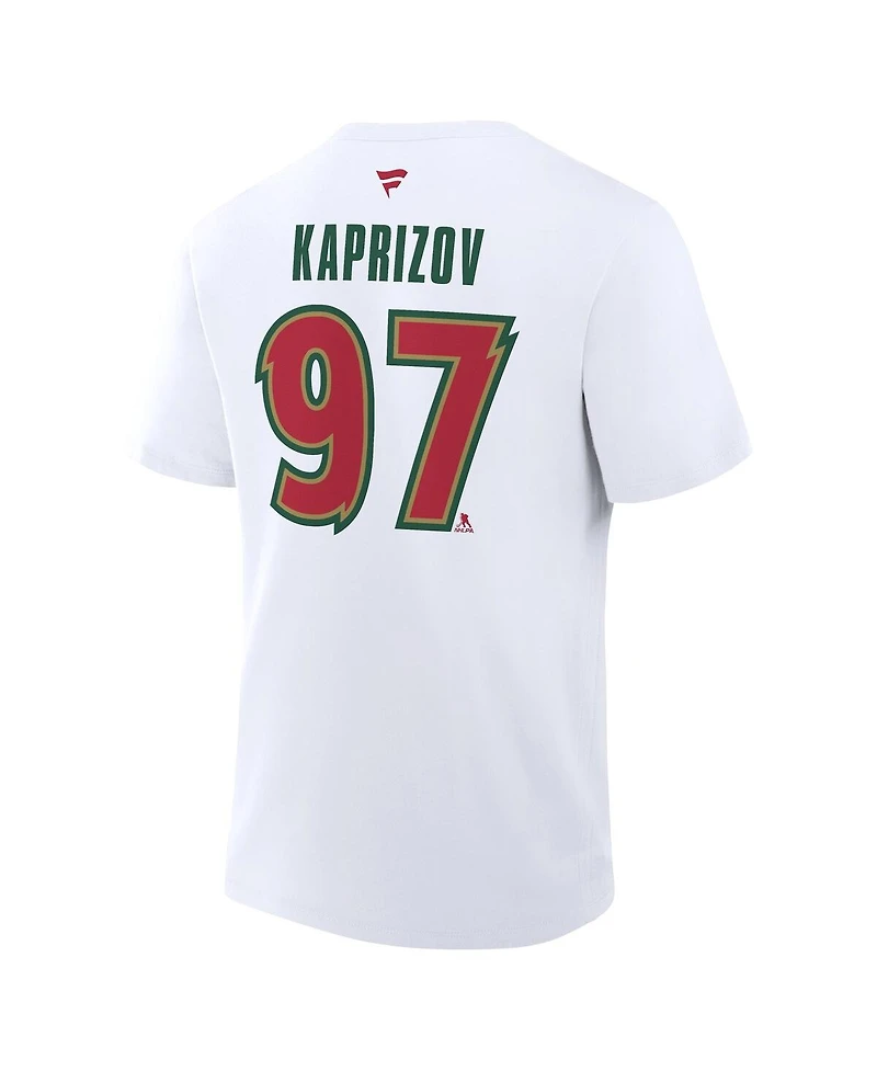 Fanatics Men's Kirill Kaprizov White Minnesota Wild 25th Anniversary Alternate Authentic Stack Name Number T-Shirt