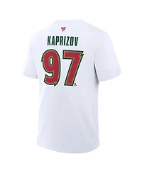 Fanatics Men's Kirill Kaprizov White Minnesota Wild 25th Anniversary Alternate Authentic Stack Name Number T-Shirt