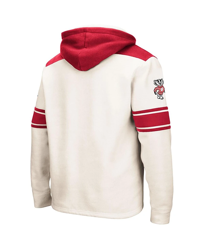 Colosseum Men's Cream Wisconsin Badgers 2.0 Lace-Up Hoodie