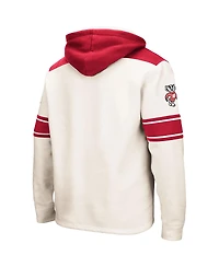 Colosseum Men's Cream Wisconsin Badgers 2.0 Lace-Up Hoodie