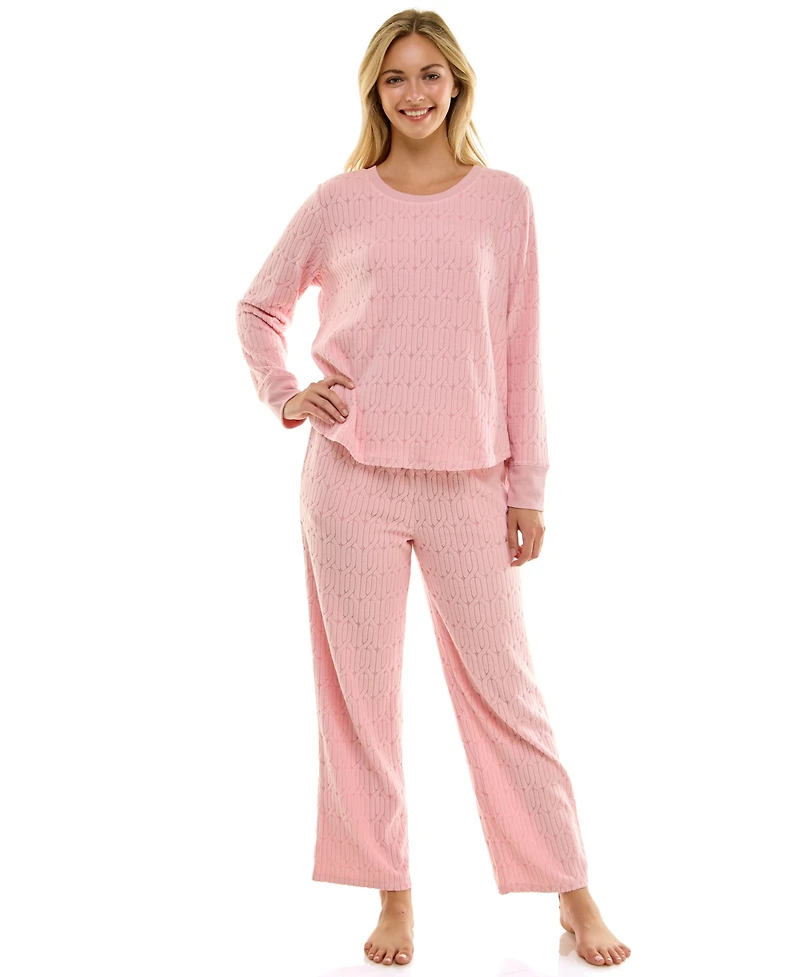 Roudelain Women's 2-Piece Long-Sleeve Crewneck Top and Pants Set