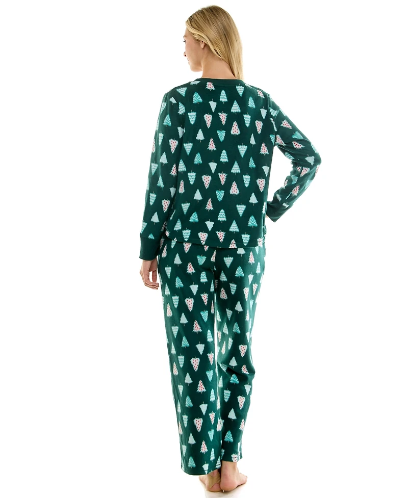 Roudelain Women's 2-Piece Printed Long-Sleeve Top and Straight Leg Pants