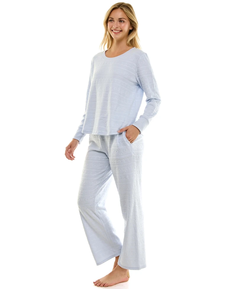 Roudelain Women's 2-Piece Printed Long-Sleeve Top and Straight Leg Pants