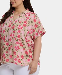 Nydj Plus Becky Short Sleeved Blouse