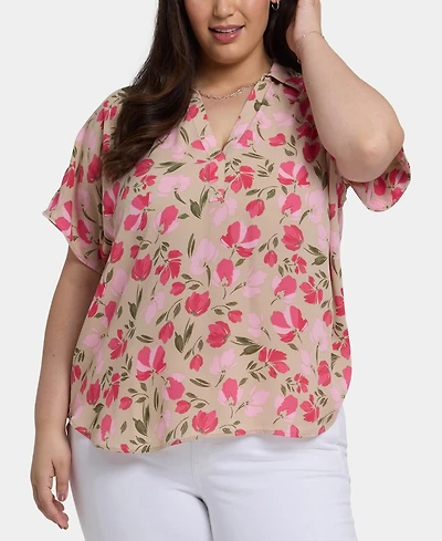 Nydj Plus Becky Short Sleeved Blouse