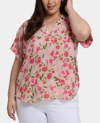 Nydj Plus Becky Short Sleeved Blouse