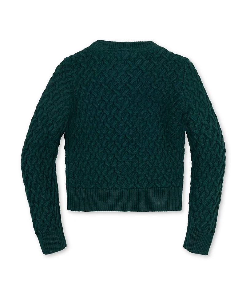 Hope & Henry Girls Organic Long Sleeve Herringbone Cardigan Sweater