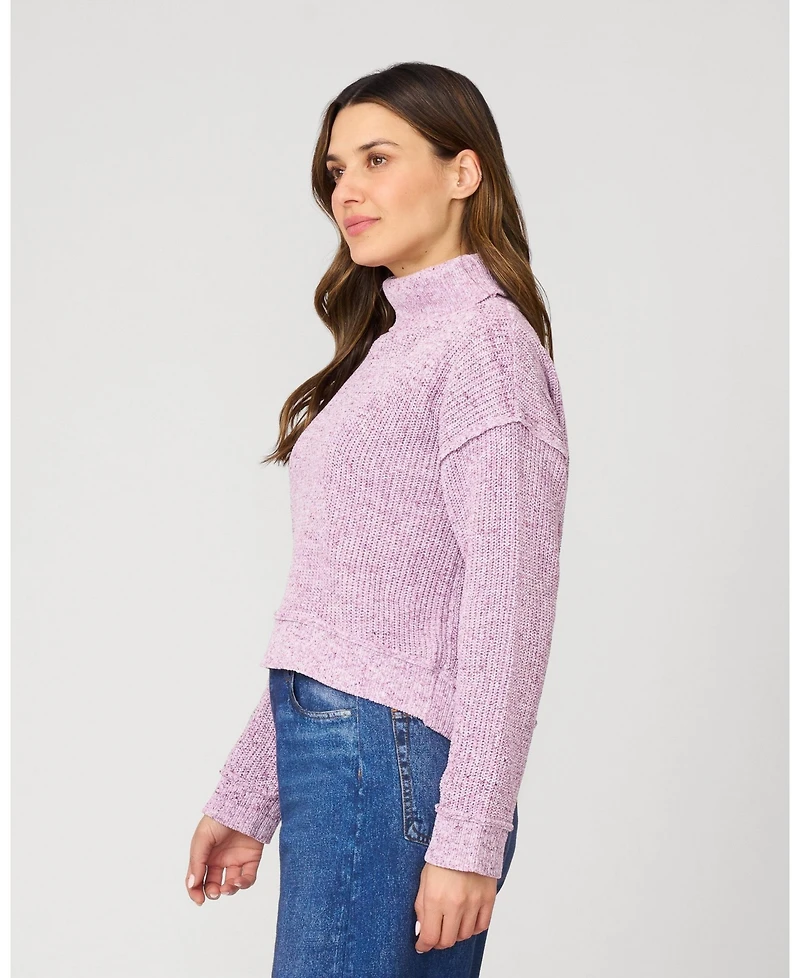 Cable & Gauge Women's Heathered Yarn Relaxed Lounge Turtleneck Sweater