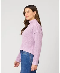 Cable & Gauge Women's Heathered Yarn Relaxed Lounge Turtleneck Sweater