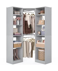 Aheaplus 40'' Large Corner Closet Organizer System with 12 Shelves, 6 Tier Walk-in 2 Hanging Rods